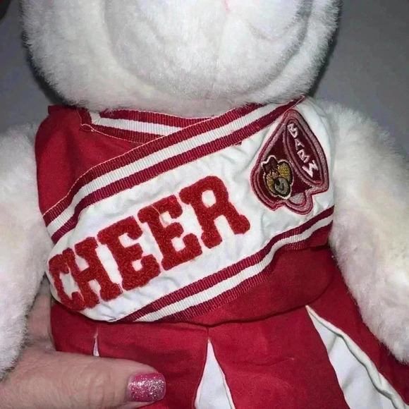 Build A Bear!! Vintage Cheerleader Teddy Bear Plush Cheer White & Red Outfit - Picture 14 of 15